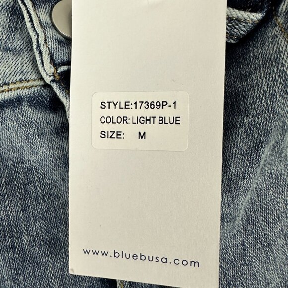 Blue B Collection Womens Size M Light Blue Denim Jeans With Rhinestone Fringe - Picture 6 of 7